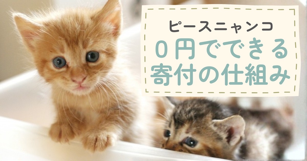 ピースニャンコの0円でできる寄付の仕組みを解説するイメージ