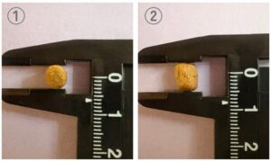 モグニャンの大きさ、厚みをノギスで計測