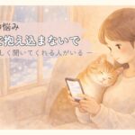 シニア猫の悩みをひとりで抱え込まないことを伝えるイラスト