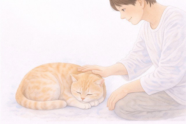 シニア猫の体調をやさしく見守る飼い主