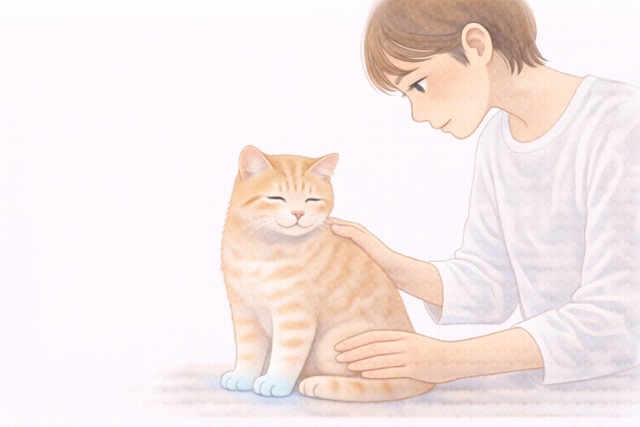 シニア猫の体調をやさしく見守る飼い主