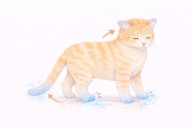 猫の耳・肉球・しっぽなど体の末端が冷えやすいイメージ