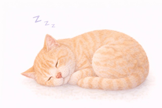 眠っている猫の鼻が乾くことがある様子のイラスト