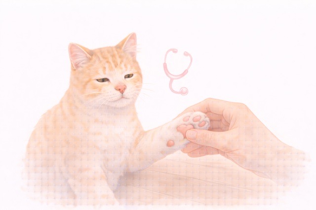 猫の肉球の温度を確認する様子