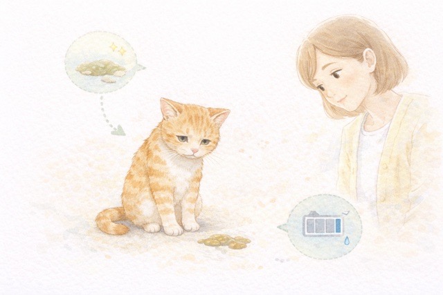 春の換毛期で注意したい吐き気や食欲低下のサインを示した図