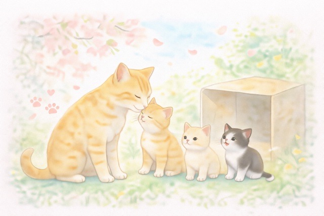 春に子猫の保護が増えやすい背景を示したイラスト