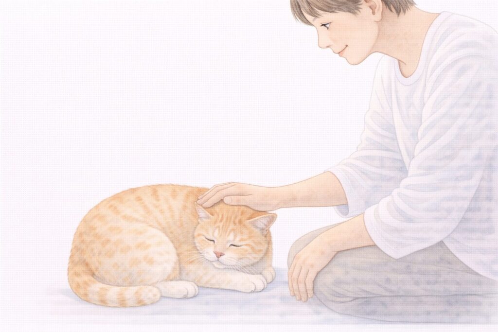 シニア猫の体調をやさしく見守る飼い主