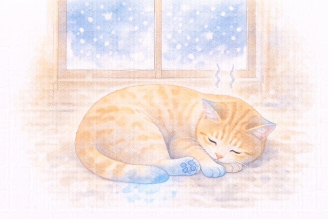 寒い環境で体が冷えている猫のイメージ