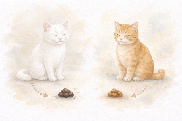 猫のうんちの色による違いと健康状態のイメージ