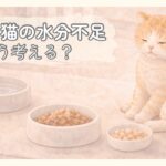 シニア猫の水分不足を水・ウェットフード・食事全体から考えるイラスト