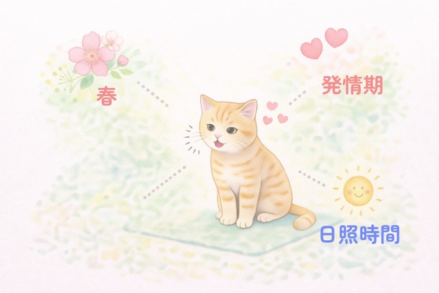 春に猫の発情行動が目立ちやすいことを示した図