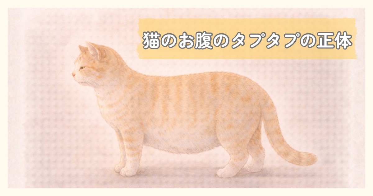 猫のお腹のタプタプ（プライモーディアルポーチ）のイラスト