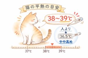 猫の正常体温の目安(38〜39℃)
