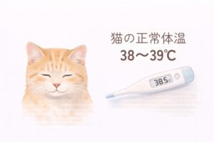 猫の正常体温38〜39℃の目安を示した図