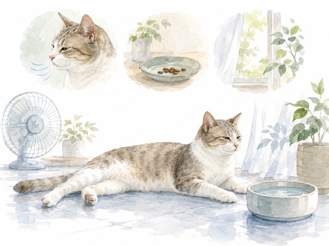 猫が暑いときに見られやすい様子を表したイラスト