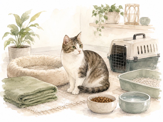 保護された猫が室内で落ち着いて過ごすイメージ
