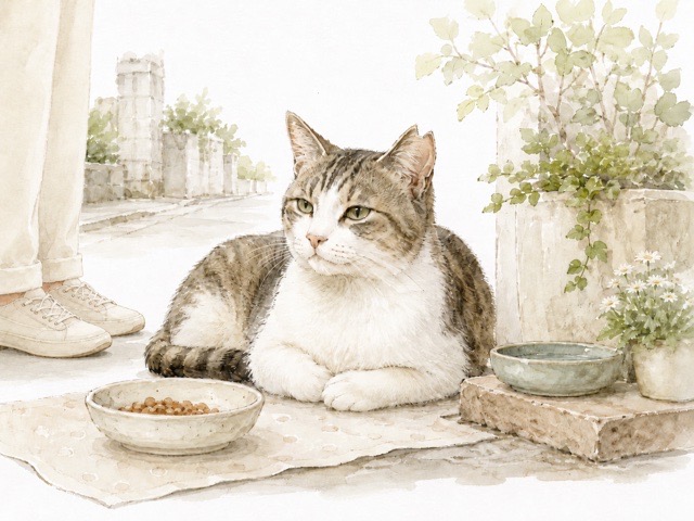 さくら耳の猫を地域で見守る様子のイラスト