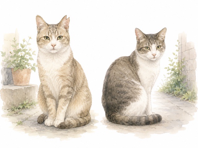 地域猫と野良猫の違いを表す比較イラスト