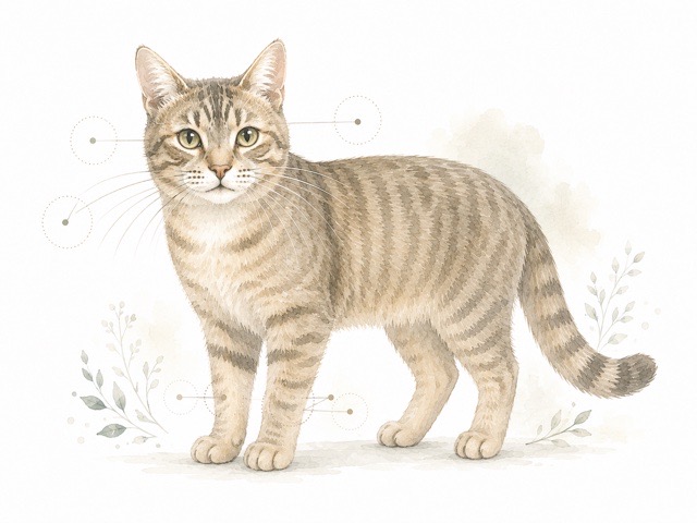 猫のヒゲや感覚毛が生えている場所を示したやさしい図解イラスト