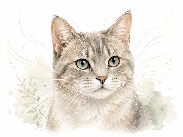 猫のヒゲが大切な感覚器官であることを表したやさしい水彩イラスト