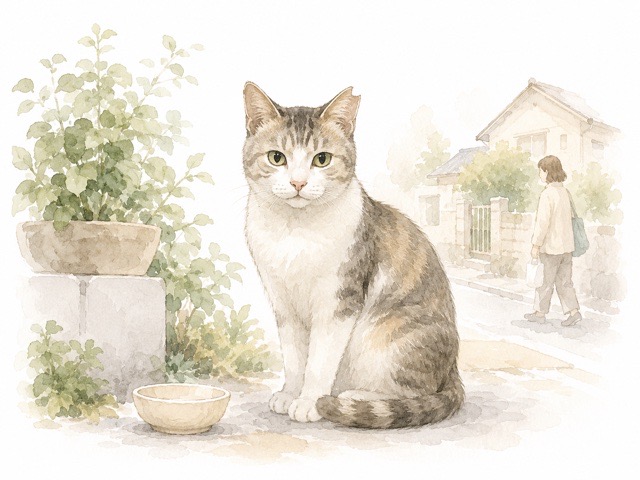 さくら耳の地域猫をやさしく表現した説明イラスト