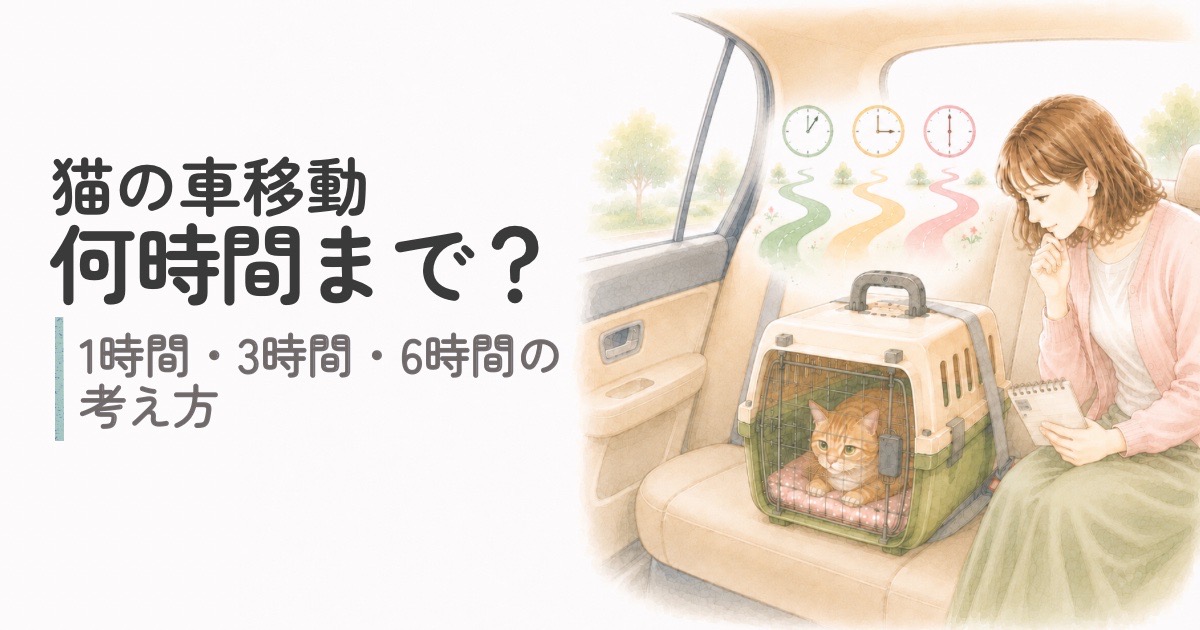 シニア猫の車移動の時間を考えながら猫の様子を確認する飼い主