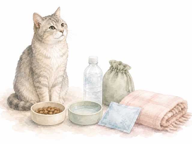 猫の長距離移動で状況に応じて追加したい持ち物のイラスト