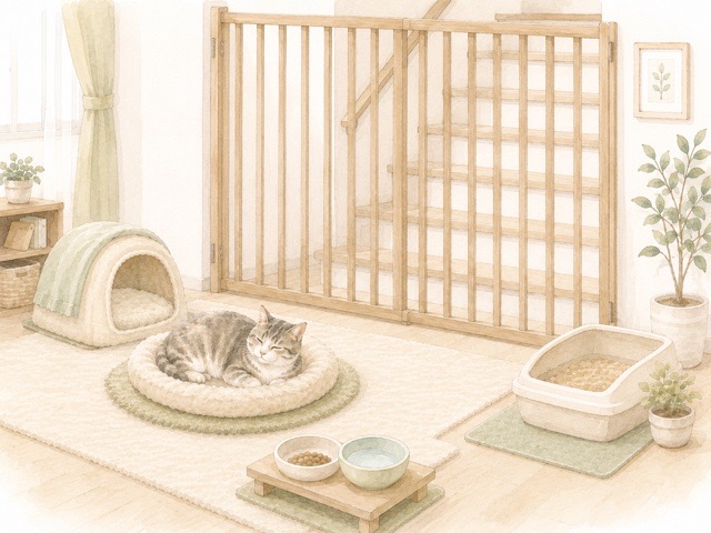 階段を使わず同じ階で安心して過ごせる猫の生活スペース