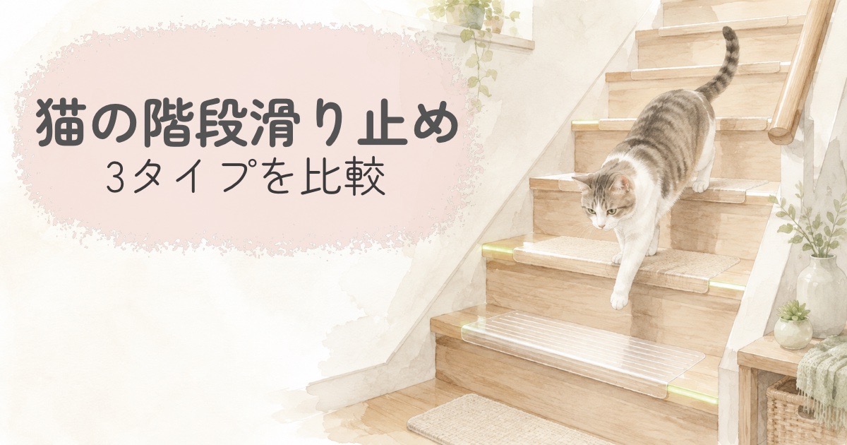 猫の階段滑り止め対策を比較するイメージ