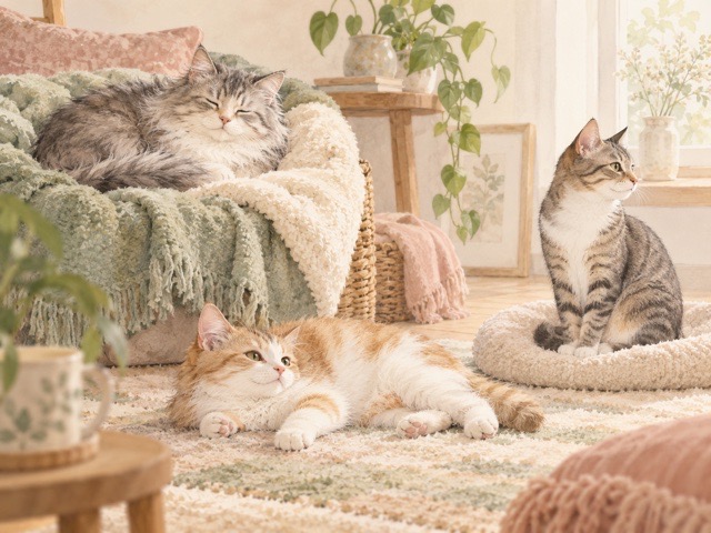 寒さに弱い猫の特徴を表した説明イラスト