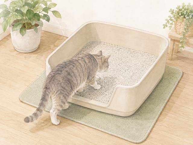 入り口が低く中で方向転換できる広い猫用トイレ